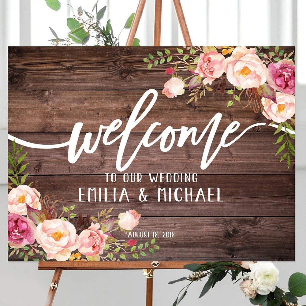 

Personalized Rustic Wedding Welcome Sign Welcome to Our Wedding Sign Floral Wedding Sign Welcome Board Printable
