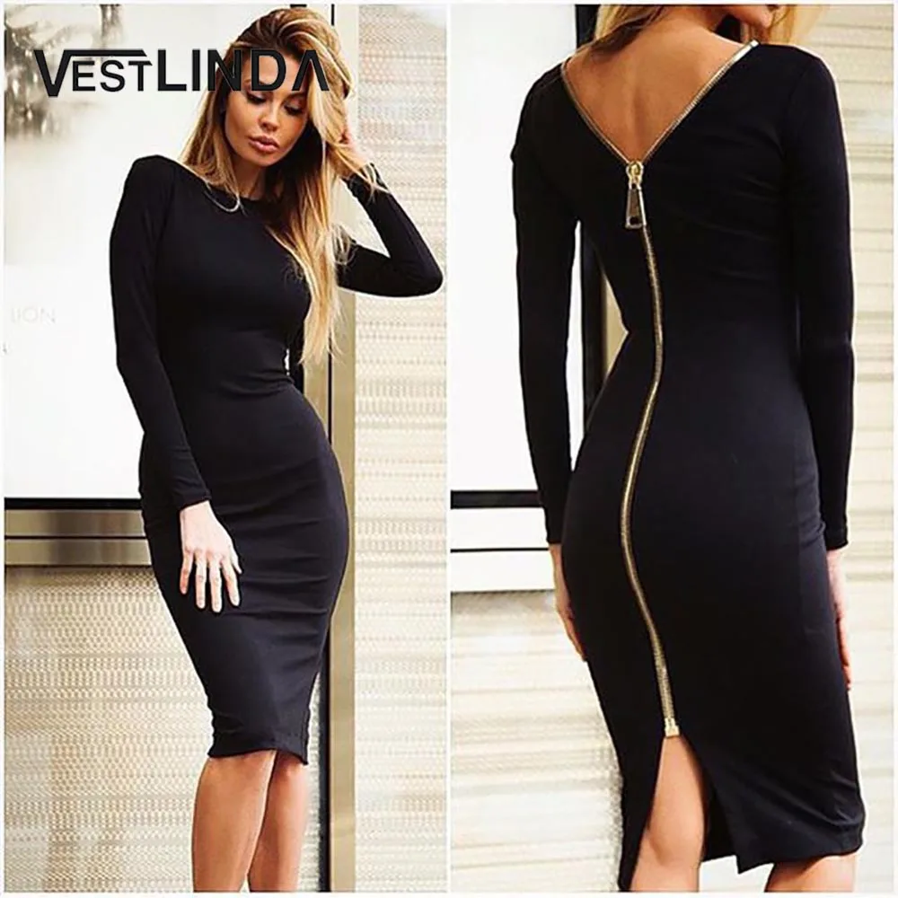 Облегающее платье футляр VESTLINDA маленькие черные вечерние платья с длинным