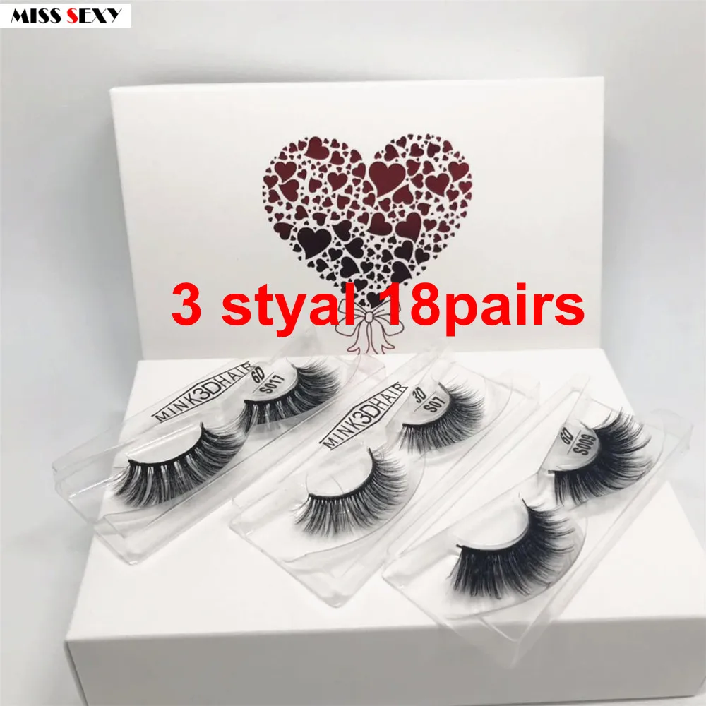 Miss sexy lash 18D 3D норковые накладные ресницы толстые ручной работы макияж набор