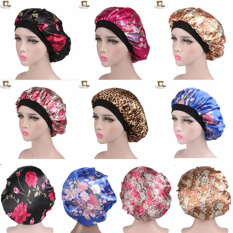 

Women Wide Band Satin Bonnet Soft Satin Night Sleep Hat Hair Cap Ladies Turban