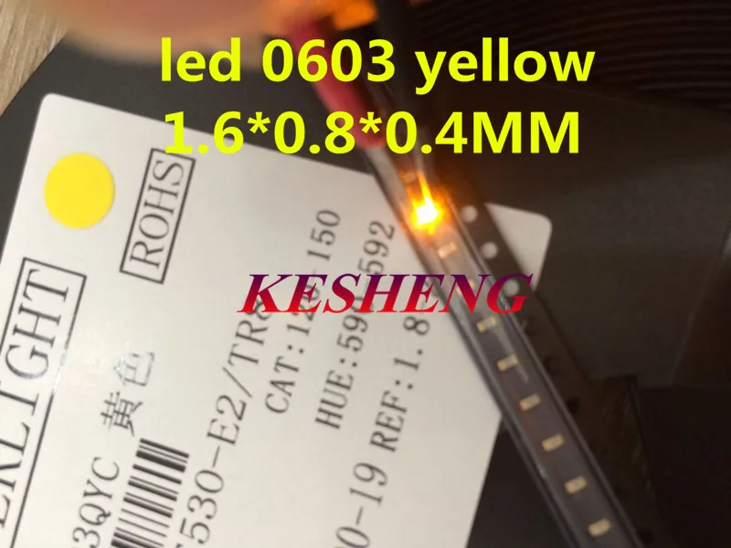 LED SMD 100 шт серии 0603 Желтый 1608 желтый диоды 580 590nm супер яркий|Подвесные лампочки| |