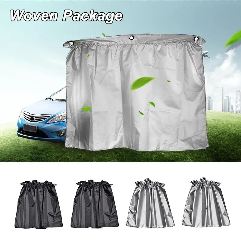 

4 PCS Per Set Sucker Fixing Car Sunshade Curtain Silver Coating Cloth Car Double-Sided Sunshade Curtain