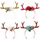 Повязка на голову женская, с рогами оленя и цветами