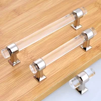 modern simple fashion transparent acrylic rod kitchen wincabinet drawer handles knobs plexiglass handles pulls 96mm 128mm 160mm
