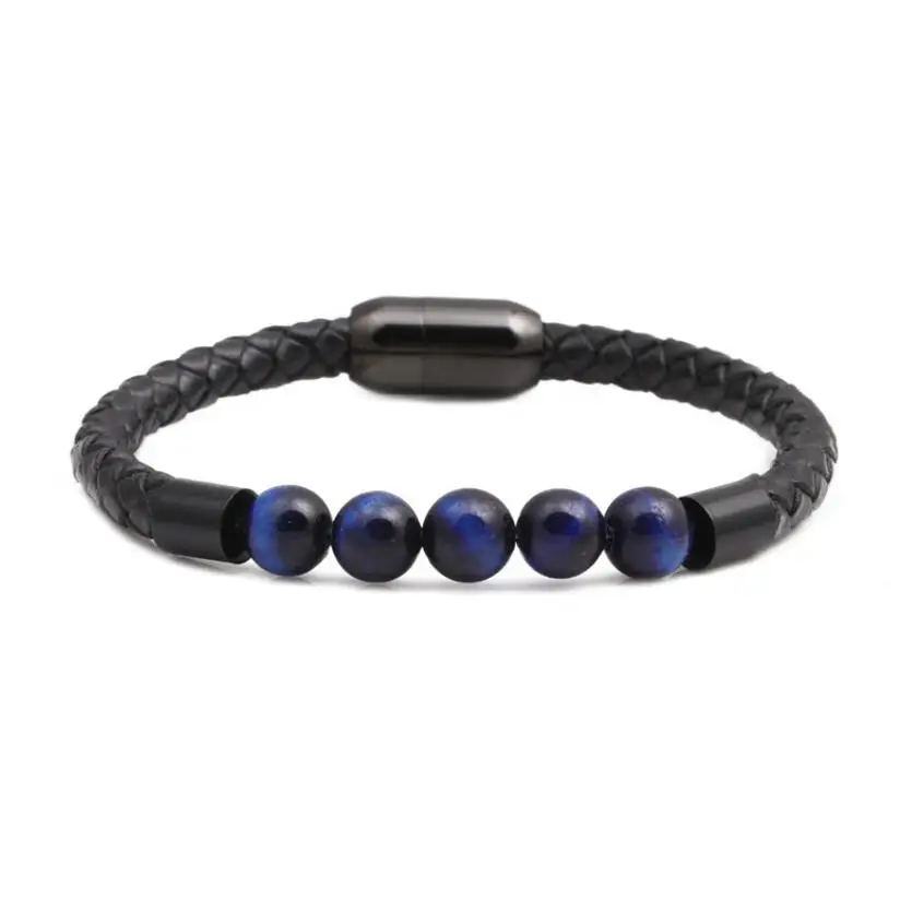 6 цветов тигровый глаз камень бусины нержавеющая Магнитная защелка браслеты шарм