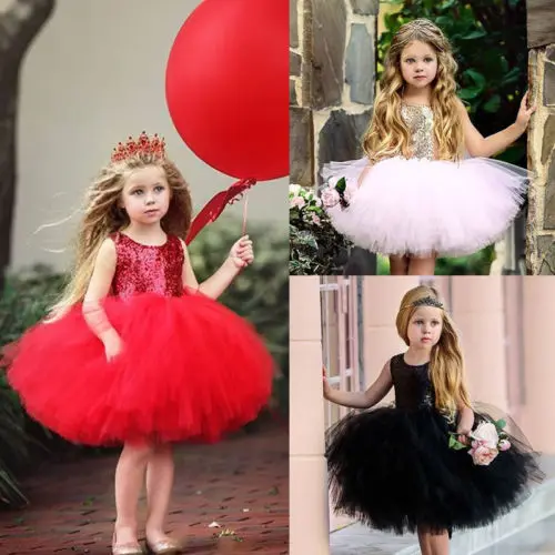 Princess Birthday Party Dress 2018 New Kids Baby Flower Girls Sequins Heart Back Gown Tutu Dresses Bridesmaid Sundress Clothing | Детская