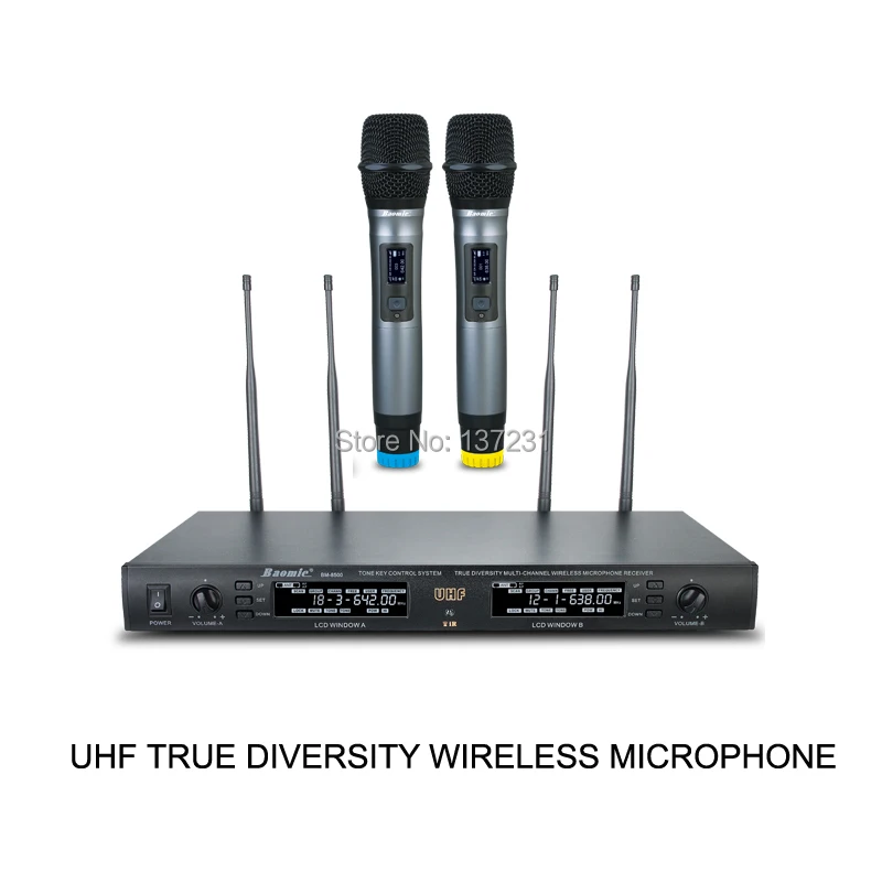 UHF истинное Разнообразие беспроводной микрофон Baomic BM 8500 двойной Ручной для КТВ
