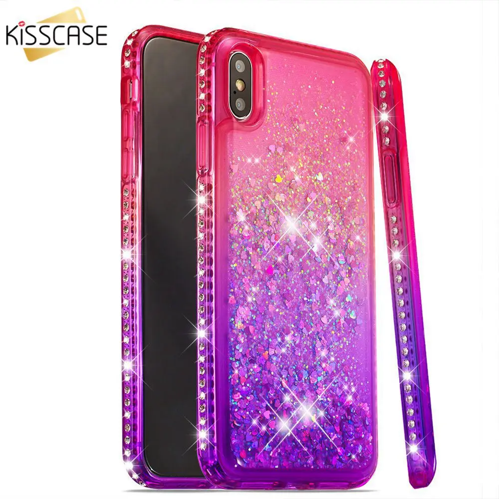 KISSCASE Luxury Diamond Case For iPhone X XS Max XR Gradient Quicksand Phone Cases 6 6S 7 8 Plus 5 5S SE Cover Fundas |