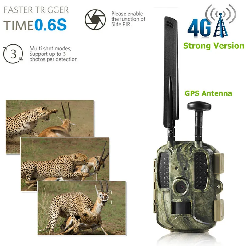 Солнечная 4G охотничья камера s фотоловушка разведчик Дикая Trail GPS/Email/MMS/FTP/GSM ночное