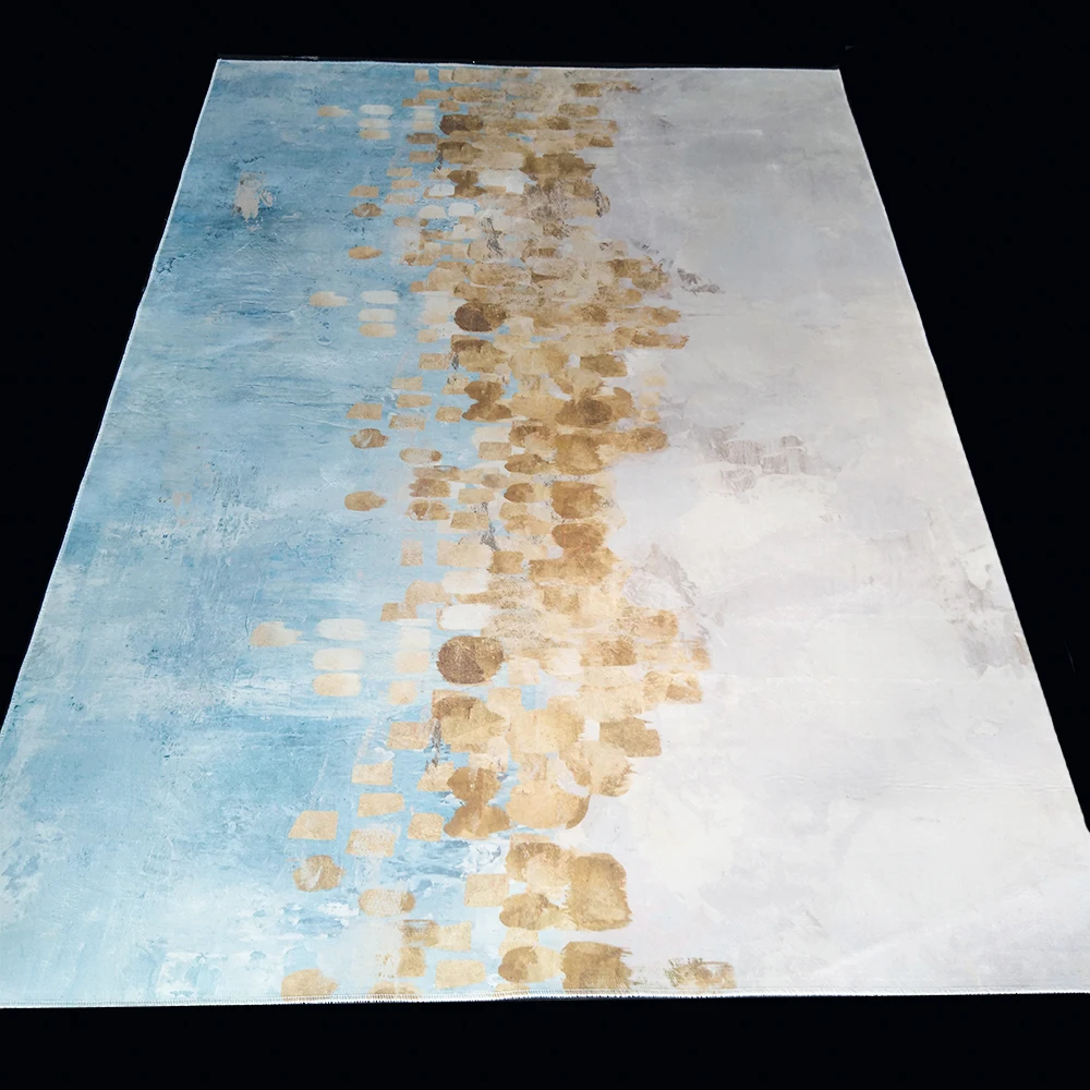 Модный современный абстрактный с масляным принтом светло голубой коврик для