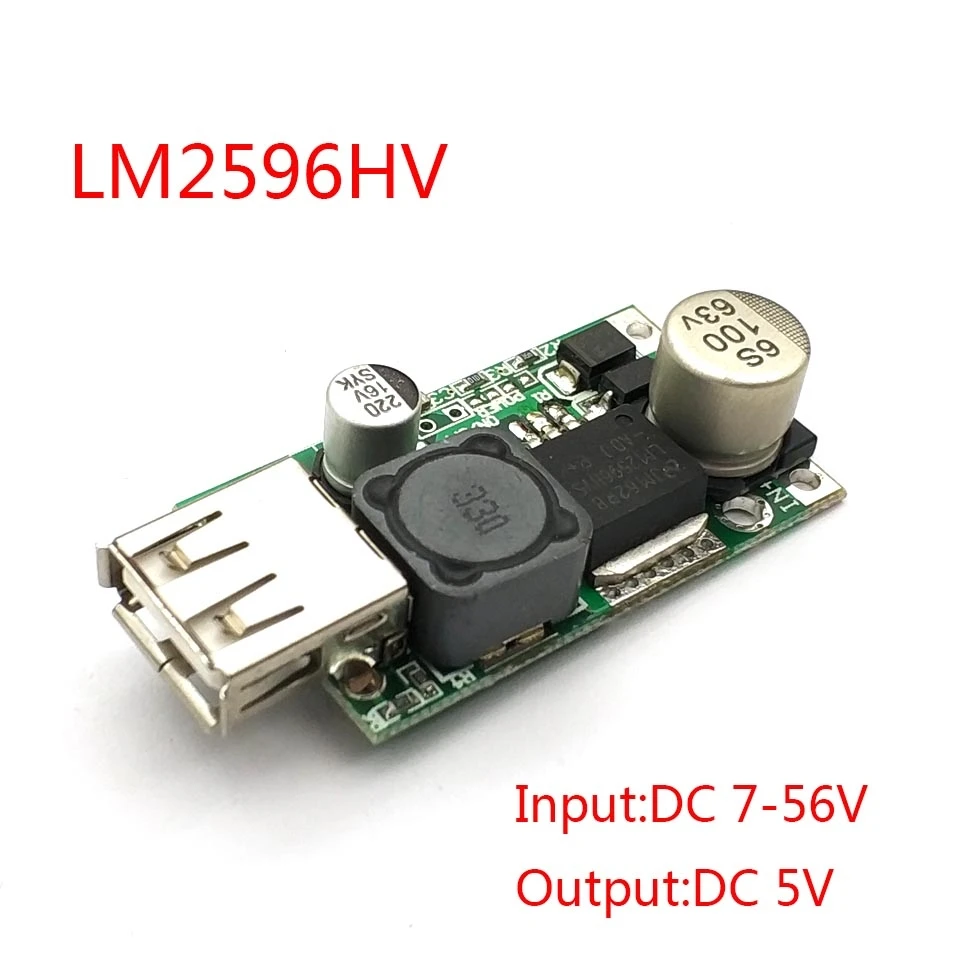 LM2596HV 9V 12V 24V 36V 48V to 5V 3A модуль зарядного устройства USB DC понижающий