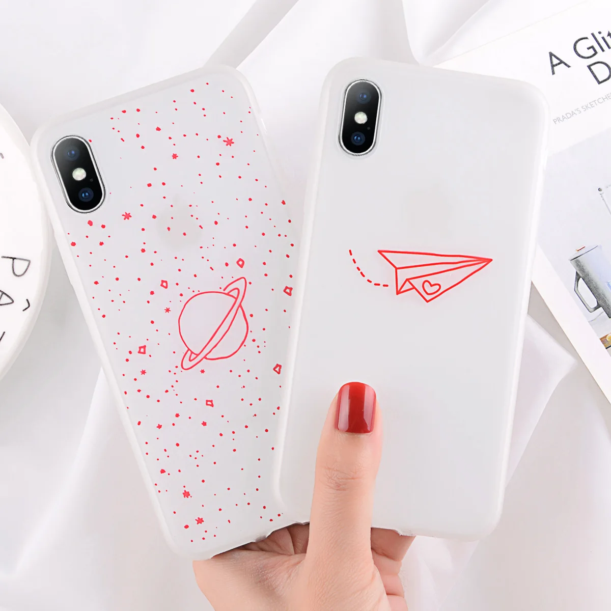 Moskado Luminous Love heart Case For iPhone X XS MAX Luxury Silicone Phone 7 8 Plus Cases 6 S 6S |