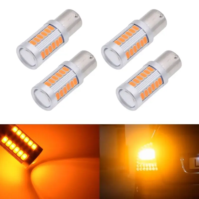 4 шт Янтарный BAU15S PY21W светодиодный 33SMD автомобиля задних фонарей указателей