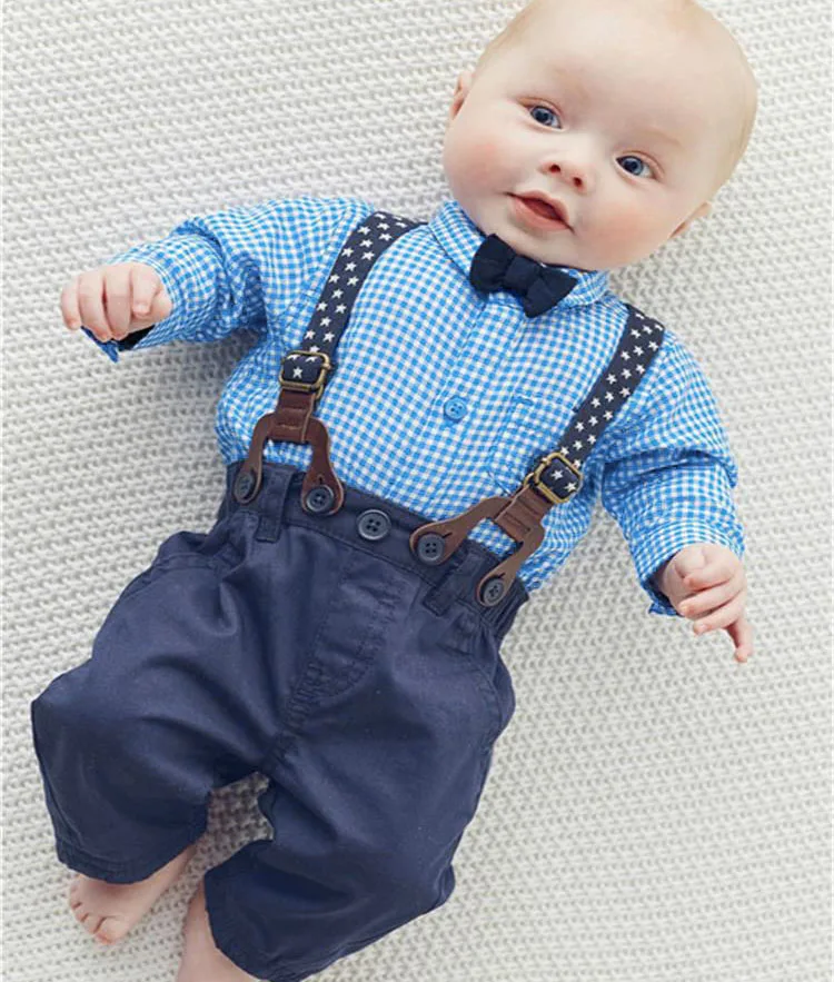 Комплект из 2 предметов стильная рубашка в клетку и брюки на подтяжках комплект