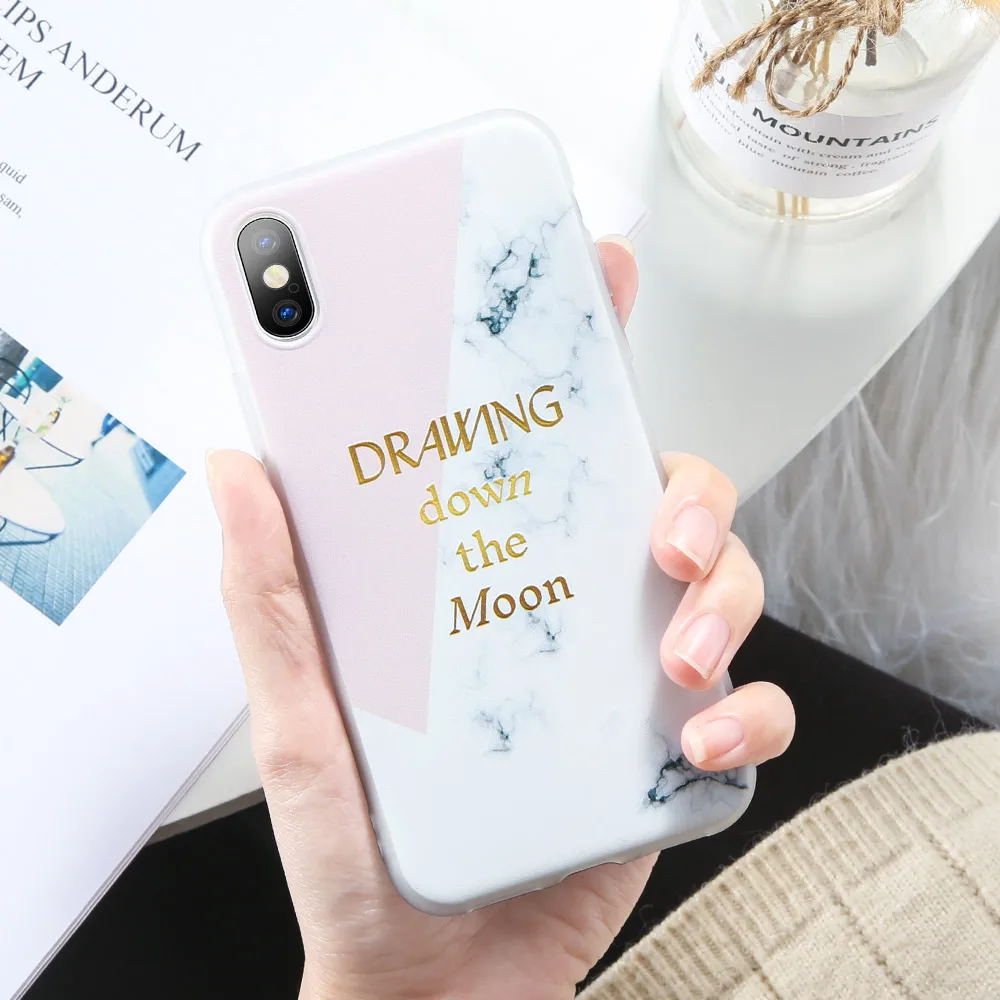 CASEIER Marble Embossed Phone Case For iPhone 7 8 Plus XR X XS MAX 6 6s Text Cases 5 5S SE Back Covers Coque |