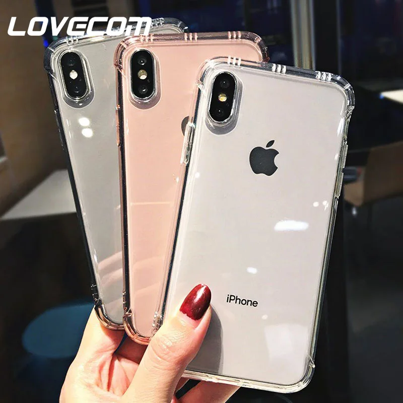 Ударопрочный чехол LOVECOM с прозрачными углами в деловом стиле для iPhone 11 Pro Max XR XS 7 8 6S
