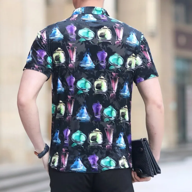 Рубашка с коротким рукавом Camisa Hombre прозрачная гавайская 2019|Повседневные рубашки|