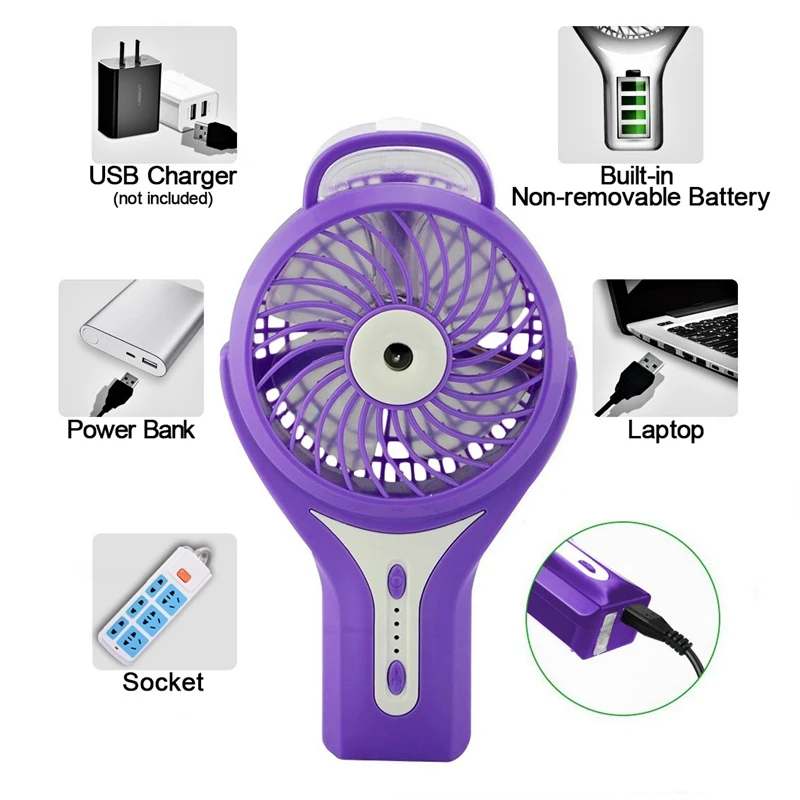 Misting Fan Mini Usb Handheld Humidifier Mist Water Spray Air Conditioning Moisturizing Portable Face Humidifie | Бытовая техника