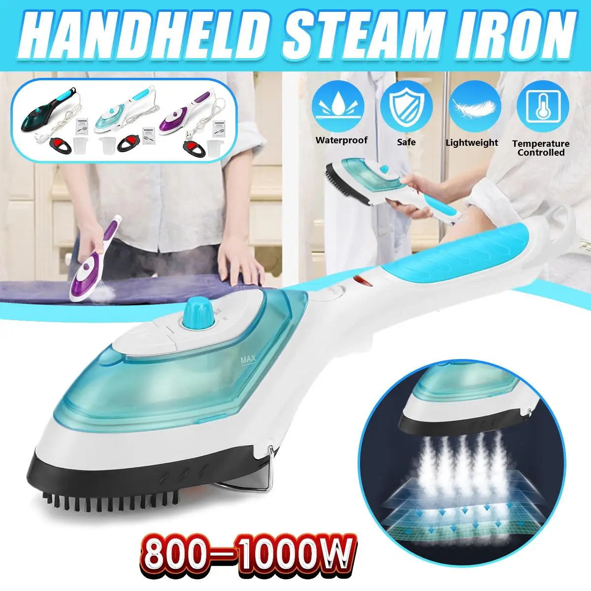 Travel Anti-dry 220v EU Plug 800W Handheld Clothe Steam Irons Steamer Household Appliances Vertical Steamer Waterproof Ironing