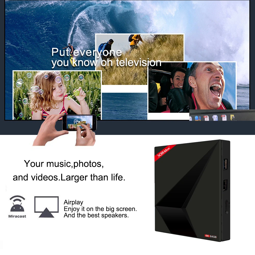 X88 MAX + Android 9 0 Smart TV BOX RK3328 Четырехъядерный 4G 64G телеприставка 4K двойной Wifi
