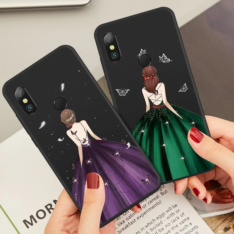 Роскошный чехол для Xiaomi Redmi Note 7 силиконовый платье девочки бампер XIaomi 4x 5 6 Pro Fundas