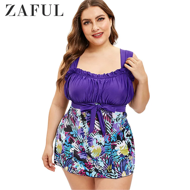 Женский пляжный комплект с рюшами ZAFUL летний одежды для плавания в стиле бохо
