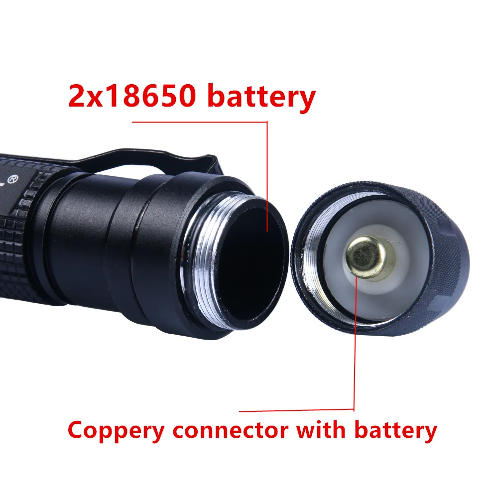 Powerful LED Flashlight Tactical 6000Lm XML T6 Torch light Zoomable Lanterna Waterproof 5 Modes 18650 Rechargeable battery | Освещение