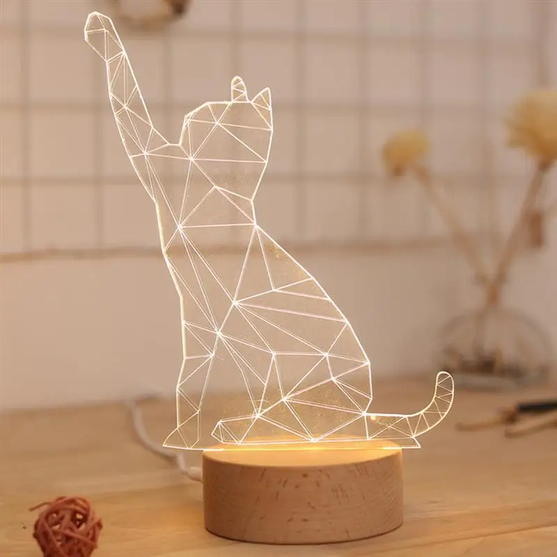 3D кошка светодио дный светодиодный ночник usb зарядка лампа детские ночные лампы с