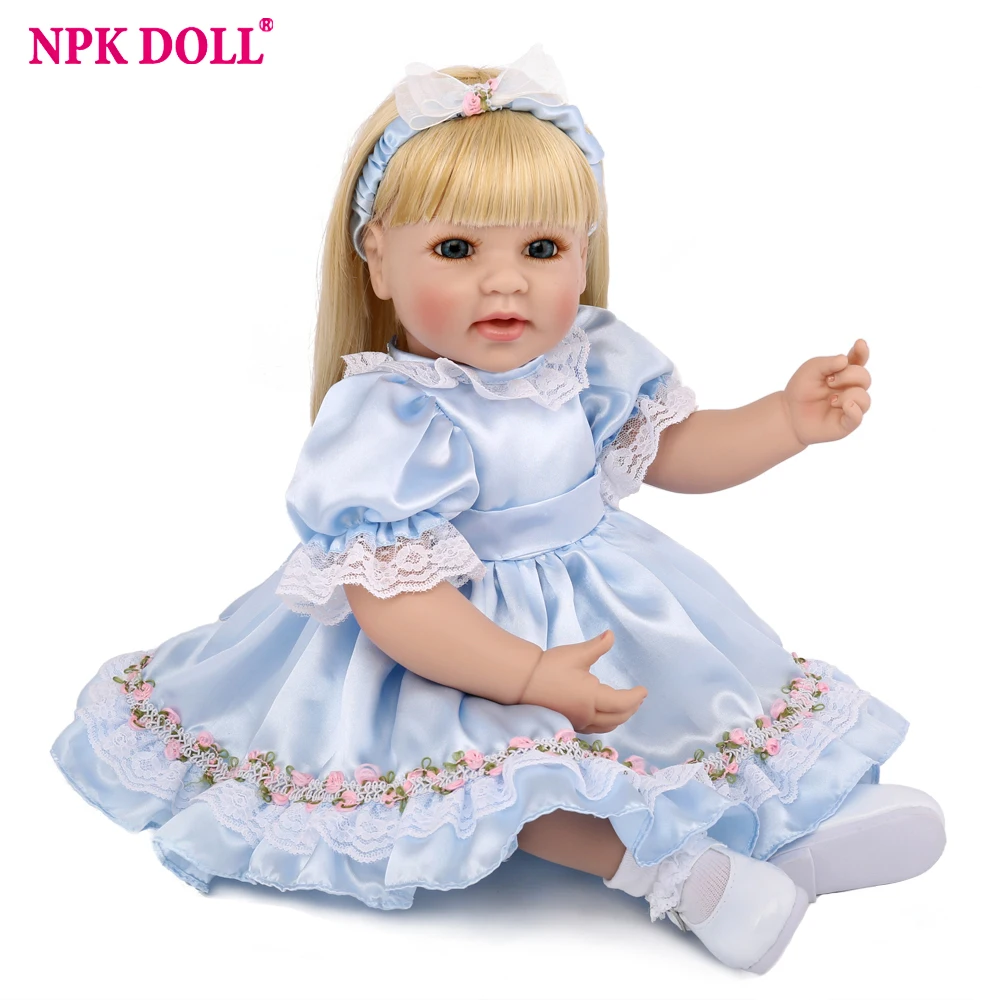 Кукла NPK Reborn Baby DOLL принцесса светлые волосы улыбка лицо винил подарок на день