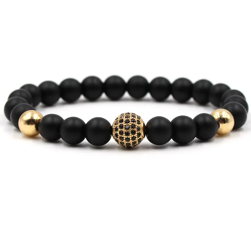 Микро шарики брелки браслет черный матовый камень ювелирные изделия бусины