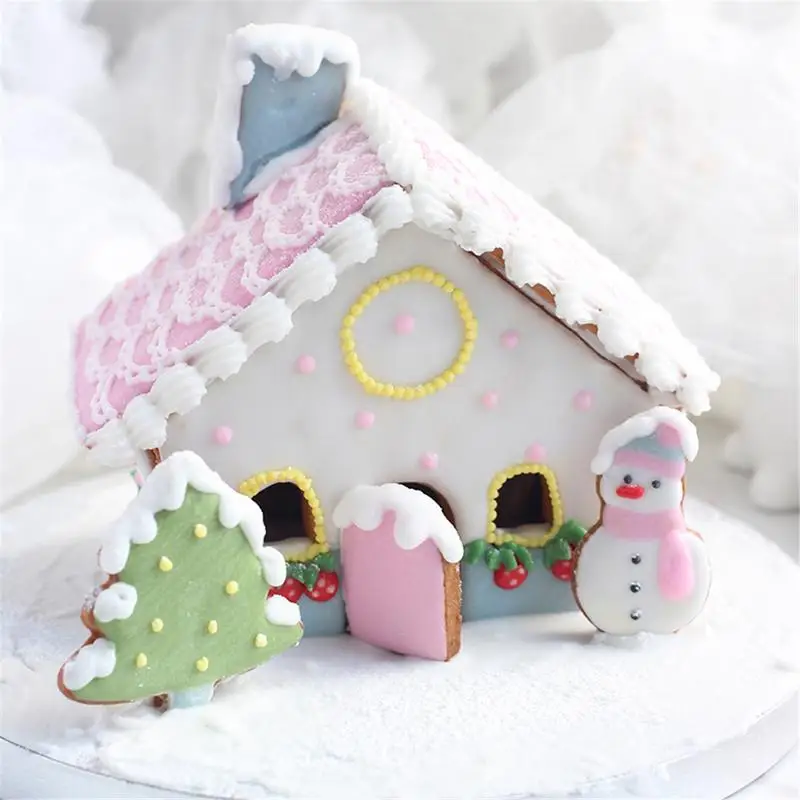 8PCS Gingerbread House Christmas Tree Snowman Shaped Cookie Cutter Biscuit Cupcake Baking Mold | Дом и сад