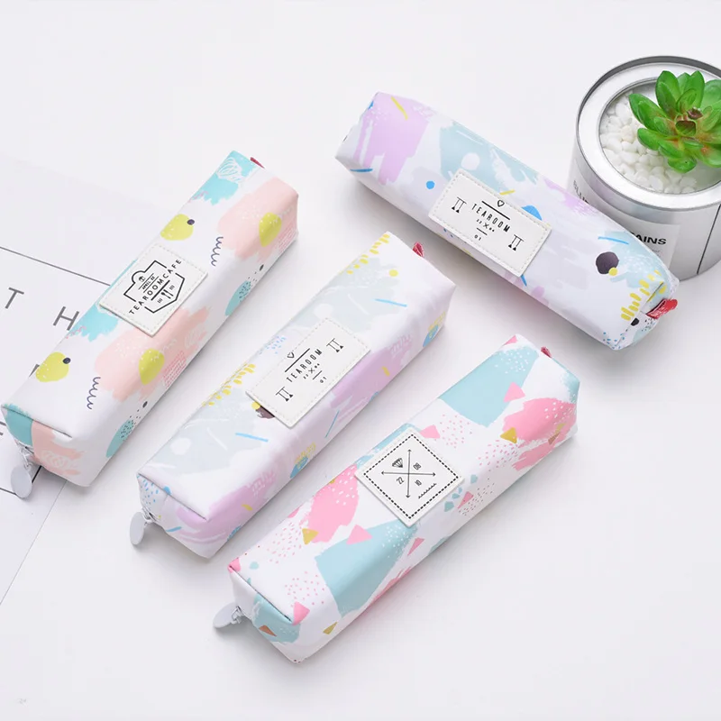 Акварельный карандаш случае кавайный конфетный цвет угол Pencilcase Милый Холст