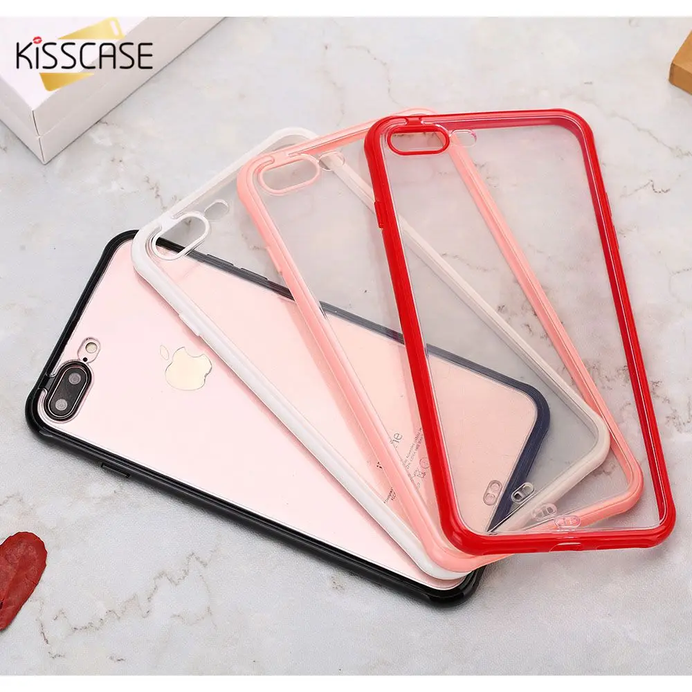 KISSCASE цветной чехол для телефона iPhone 7 8 Plus X XS MAX XR противоударный прозрачный мягкий