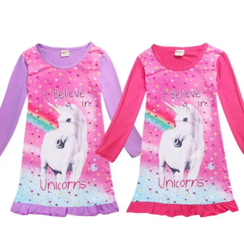 4-10T Unicorn Children Kids Girl Dress Princess Party Clothes Long Sleeve | Детская одежда и обувь