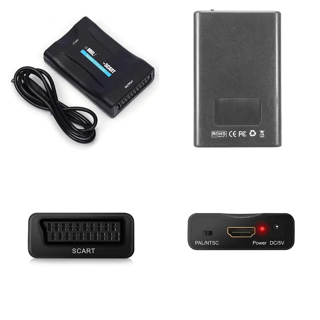 Мини HD мультимедийный интерфейс для Scart конвертер FHD 1 x Черный PAL NTSC видео аудио