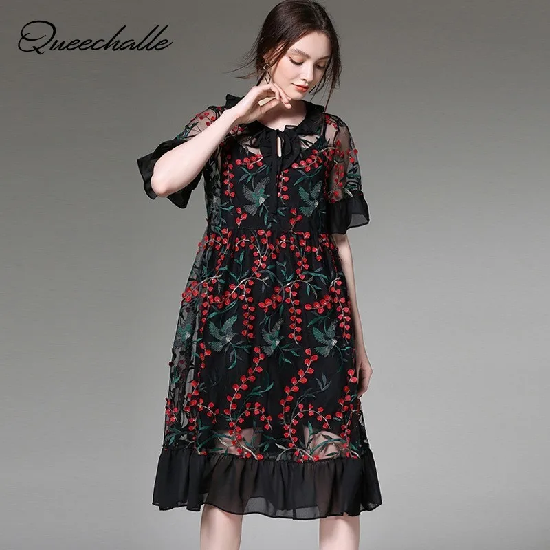 Комплект из 2 предметов летнее платье шифоновое с оборками и завязками v-образный