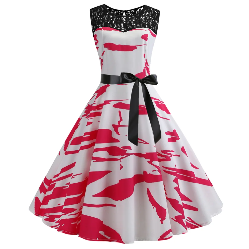 Женское платье в стиле ретро Joineles кружевное вечернее с круглым вырезом сарафан