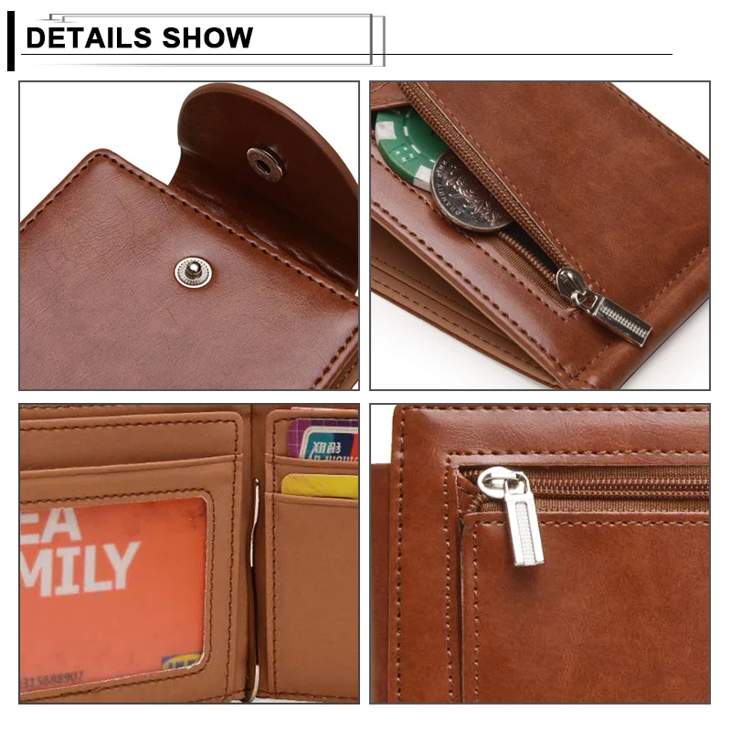 Винтажные Двойные кошельки для мужчин с зажимом денег мателом мужской короткий