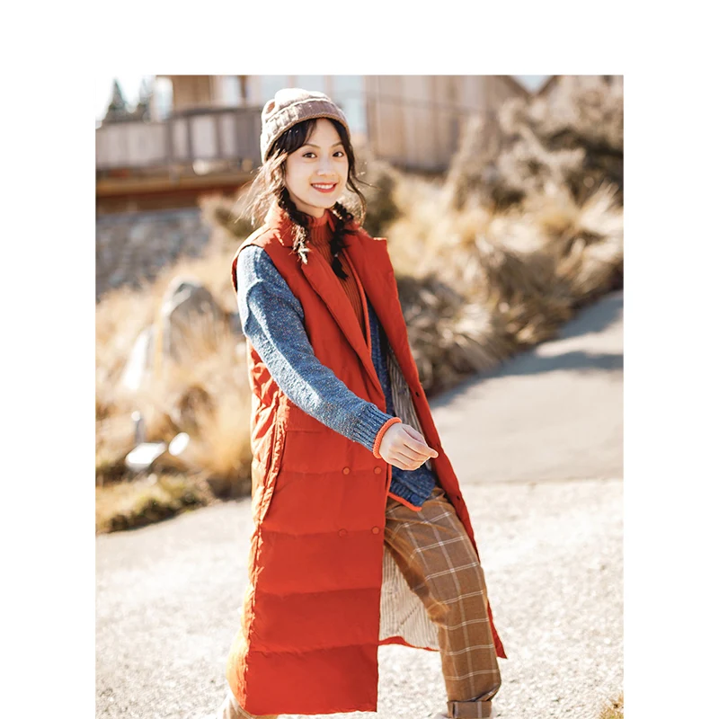 

INMAN Winter Female Lapel Warm Windproof Retro long Section Woman Down Coat