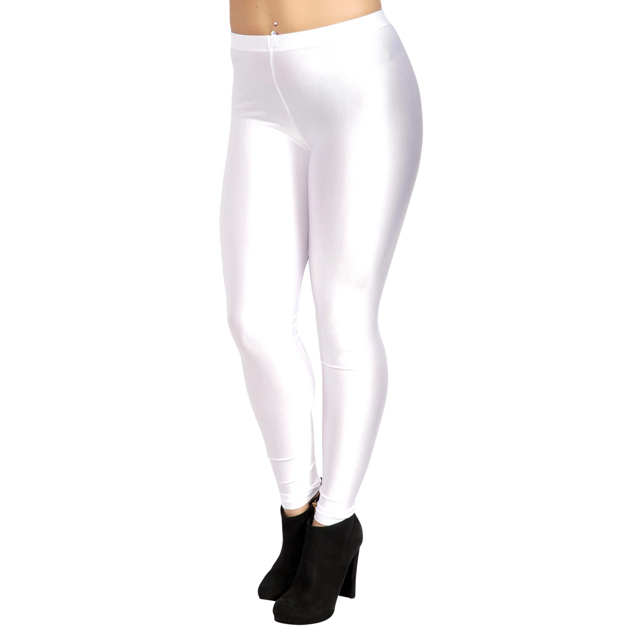 Женские блестящие Candy неоновые леггинсы Маленькие белые | Женская одежда