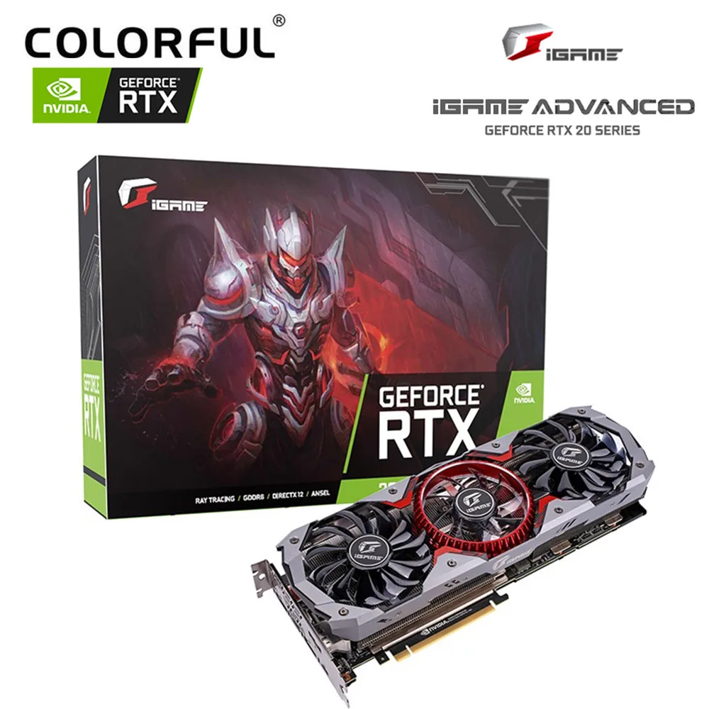 Оригинальный красочный iGame GeForce RTX 2080 Advanced 8 ГБ Видео Графика карты GDDR6 VR игровой 1710