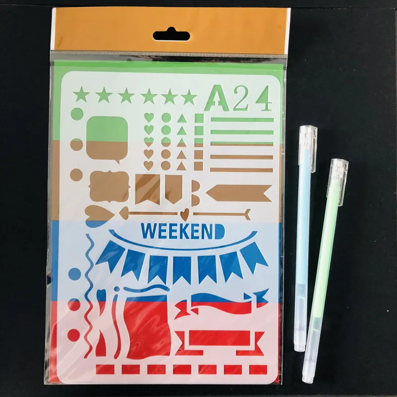 

1 Pc Weekend Banner PET Layering Stencils for DIY Scrapbook Drawing Color Stamp To Do List Stencil Bullet Journal Supplies A5