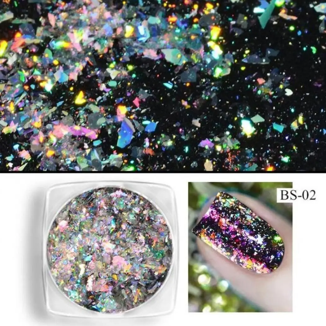 Beautiful Laser Sequins Nail Glitter Beauty China Plastic 30g Home Travel etc. Shiny Art Powder | Красота и здоровье