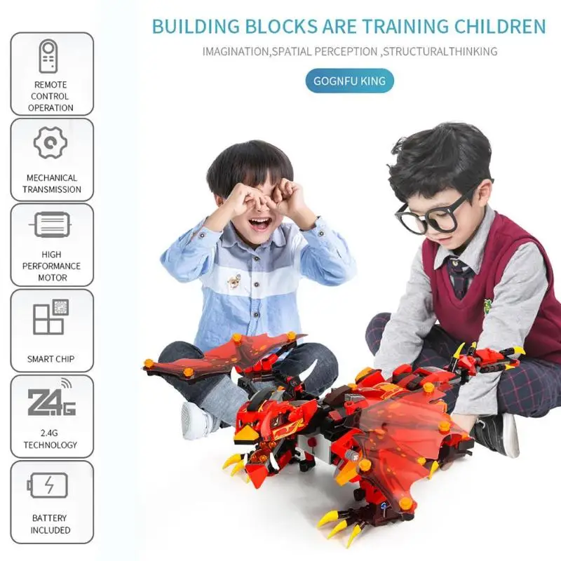 2 4 г 485 шт Совместимость с legoingly пульт дистанционного управления сборка динозавра
