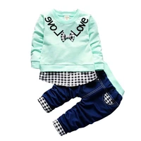 spring autumn baby girls clothing sets fashion love bow tshirt pants 2pset children outfits kids clothes suit cotton tracksuits