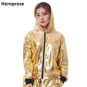 Коллекция 2021 года, модная весенне-осенняя куртка-бомбер Audlt для детей, куртка-бомбер золотого цвета для сцены, одежда для выступлений, блестящая женская куртка, пальто для танцев в стиле хип-хоп