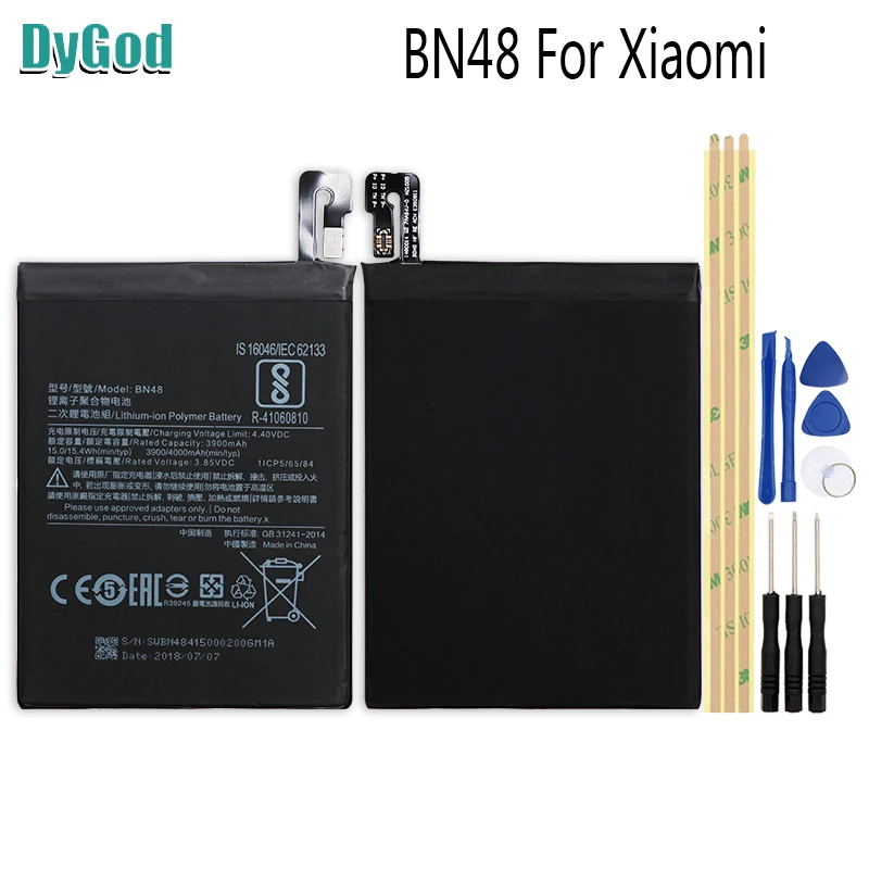 DyGod 3900/4000 мАч для Xiaomi Экстрим Замена батареи BN48 Bateria Batterie Мобильный телефон +