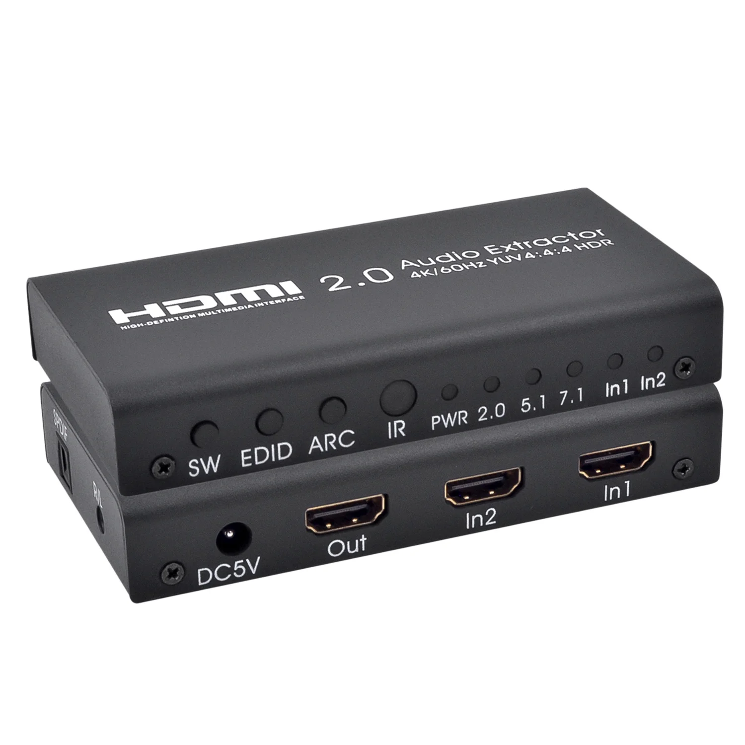Топ HDMI2.0 аудио экстрактор сплиттер 2in 1out 4K при 60Hz YUV 4:4:4 HDR для HDTV dvd плеер Blu Ray