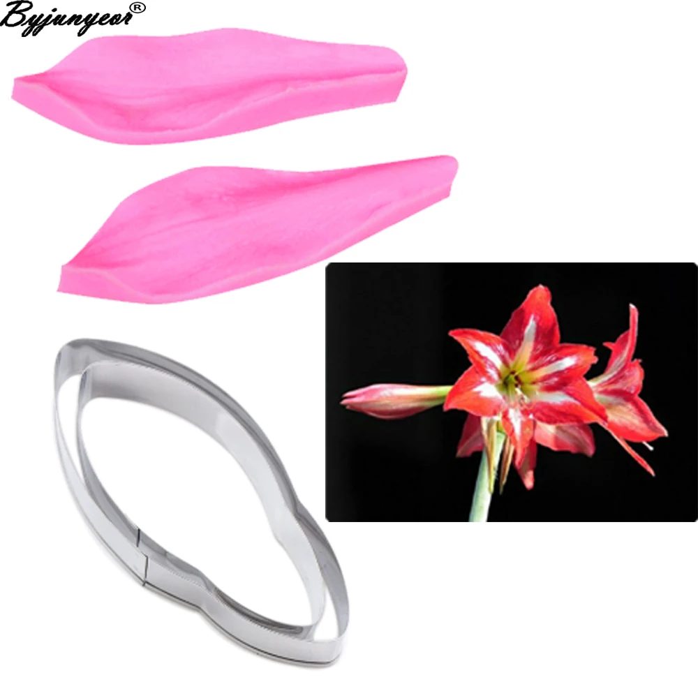 New Lily Flower & leaves Veiners Silicone Molds Fondant Sugarcraft Gumpaste Clay Water Paper Cake Decorating Tools CS246