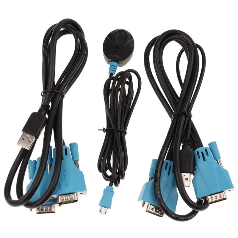 2 In 1 4 Port Usb 2.0 Kvm Switch Switcher With Cable For Dual Monitor Keyboard Mouse 1920x1440 Surpport Vga | Электроника